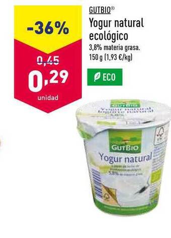 ALDI Gutbio Yogur Natural Ecológico oferta