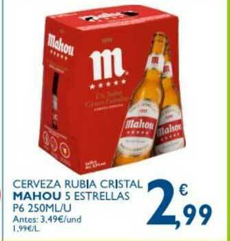Cash Ecofamilia Cerveza Rubia Cristal Mahou 5 Estrellas oferta