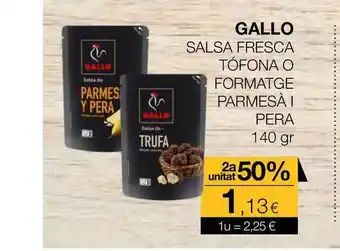Plusfresc Gallo Salsa Fresca Tófonoa O Fromatge Parmesà I Pera 140gr oferta