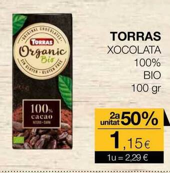 Plusfresc Torras Xocolata 100% Bio 100gr oferta