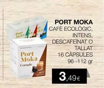Plusfresc Port Moka Cafè Ecològic Intens Descafeünat O Tallas 16 Càpsules 96-112gr oferta