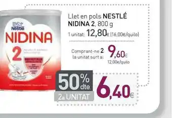 Condis Nestlé Nidina 2 Llet En Pols 800g oferta
