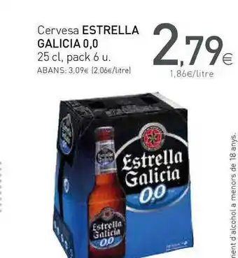 Condis Estrella Galicia 0.0 Cervesa 25cl pack 6u oferta