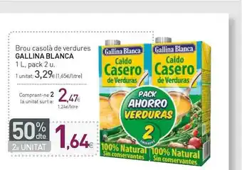 Condis Gallina Blanca Brou Casolà De Verdures 1L pack 2u oferta