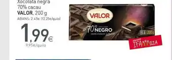Condis Valor Xocolata Negra 70% Cacau 200g oferta