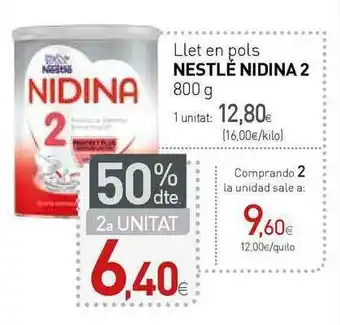 Condis 50% Dte. 2a Unitat Llet En Pols Nestlé Midina 2 800 g oferta