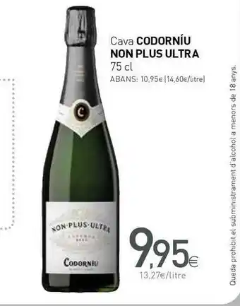 Condis Cava Codorníu Non Plus Ultra 75 cl oferta