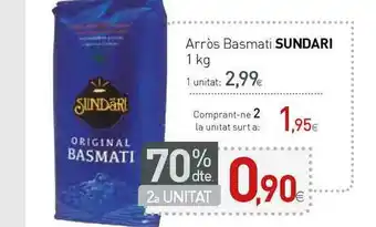 Condis 70% Dte. 2a Unitat Arròs Basmati Sundari 1 kg oferta