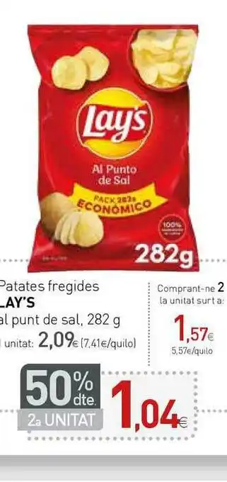 Condis 50% Dte. 2a Unitat Patates Fregides Lay's 282 g oferta