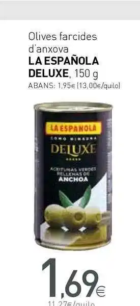 Condis Olives Farcides D'anxova La Española Deluxe 150 g oferta