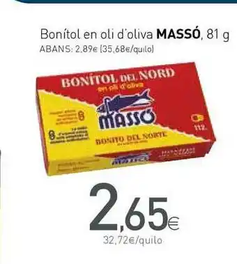 Condis Bonítol En Oli D'oliva Massó 81 g oferta