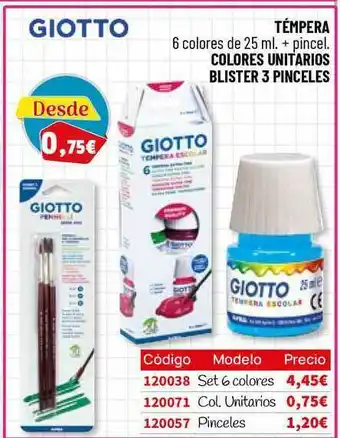 Carlin Giotto Témpera Colores Unitarios Blister 3 Pinceles oferta