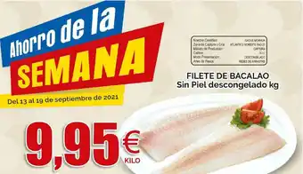 FROIZ Filete De Bacalao Sin Piel Descongelado kg oferta