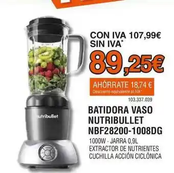 Expert Batidora Vaso Nutribullet Nbf28200-1008dg oferta