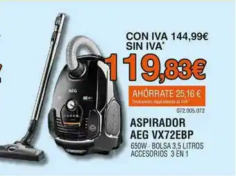 Expert Aspirador Aeg Vx72ebp oferta