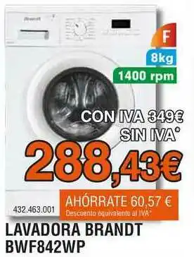 Expert Lavadora Brandt Bwf842wp oferta
