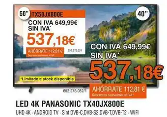 Expert Led 4k Panasonic Tx40jx800e oferta