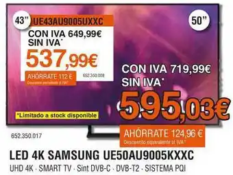 Expert Led 4k Samsung Ue50au9005kxxc oferta
