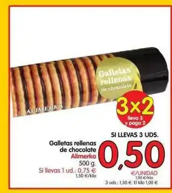 Alimerka Galletas Rellenas De Chocolate Alimerka 500 g oferta