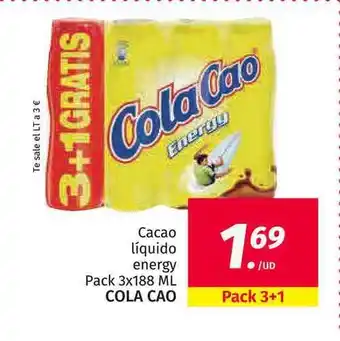 Maskom Supermercados Cacao Líquido Energy Pack 3x188 ML Cola Cao oferta