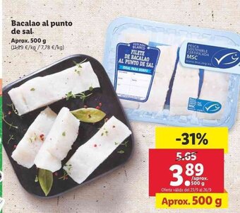 Lidl Bacalao al punto de sal 500g oferta