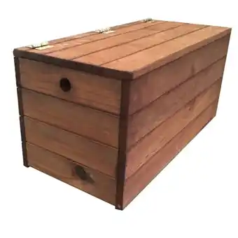 Brico Depôt Baúl/banco madera pintado en color marrón de pino tratada para el exterior 80x40x40 cm oferta