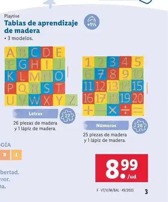 Lidl Tablas de aprendizaje de madera oferta