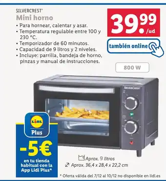 Lidl SILVERCREST Mini horno oferta