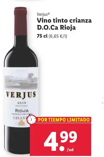 Lidl Vino tinto crianza D.O.Ca Rioja oferta