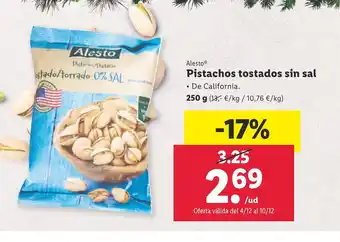 Lidl Alesto Pistachos tostados sin sal oferta