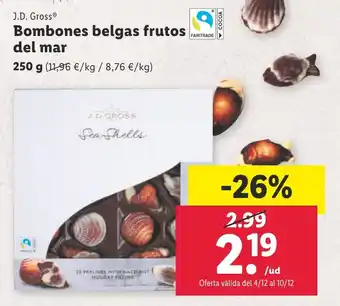 Lidl J.D. GrossⓇ Bombones belgas frutos del mar oferta