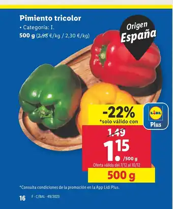 Lidl Pimiento tricolor oferta
