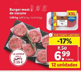 Lidl Burger meat de vacuno oferta