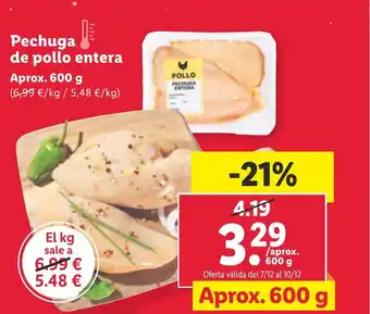 Lidl Pechuga de pollo entera oferta