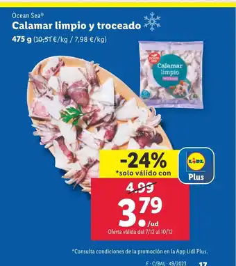 Lidl Ocean SeaⓇ Calamar limpio y troceado oferta