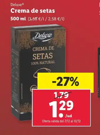 Lidl Deluxe Crema de setas oferta