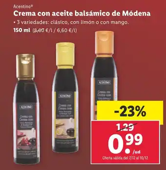 Lidl ACENTINO Crema con aceite balsámico de Módena oferta