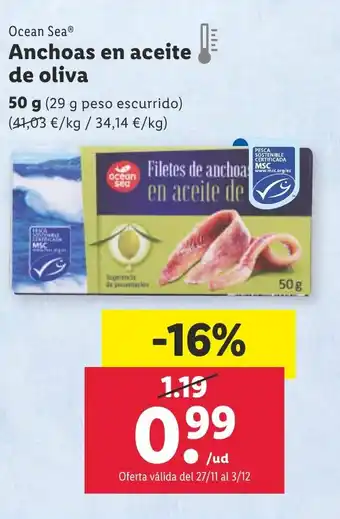 Lidl Anchoas en aceite de oliva oferta