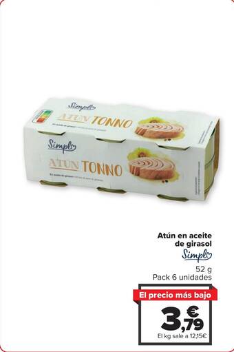 Carrefour Atún en aceite de girasol oferta
