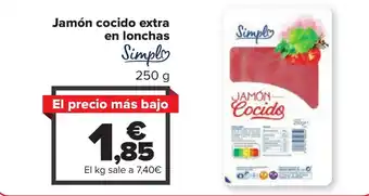 Carrefour Jamón cocido extra en lonchas oferta