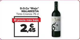 Carrefour D.O.Ca "Rioja" MALABESTIA Tinto Crianza 75 cl oferta