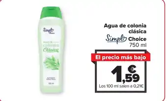 Carrefour Agua de colonia clásica Simply Choice oferta