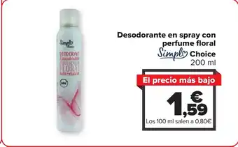 Carrefour Desodorante en spray con perfume floral Simply Choice oferta