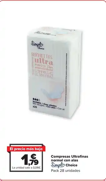 Carrefour Compresas Ultrafinas normal con alas Simply Choice oferta