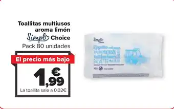 Carrefour Toallitas multiusos aroma limón Simply Choice oferta
