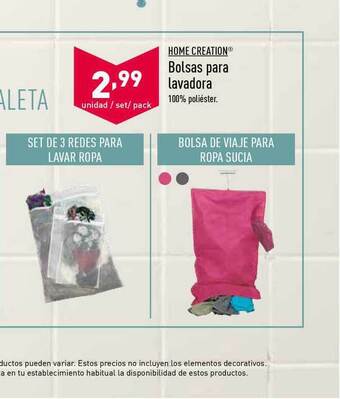 ALDI Home Creation® Bolsas Para Lavadora oferta