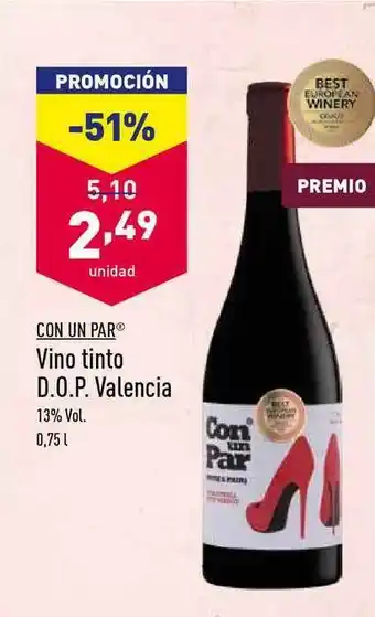 ALDI Con Un Par® Vino Tinto D.O.P. Valencia 0,5l oferta