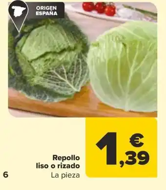 Carrefour Repollo liso o rizado oferta