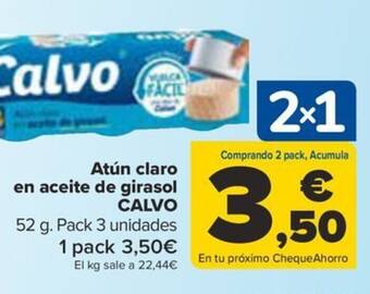 Carrefour Atún claro en aceite de girasol CALVO oferta