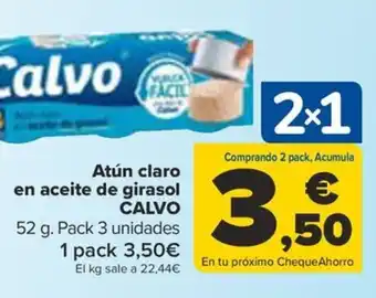 Carrefour Atún claro en aceite de girasol CALVO oferta